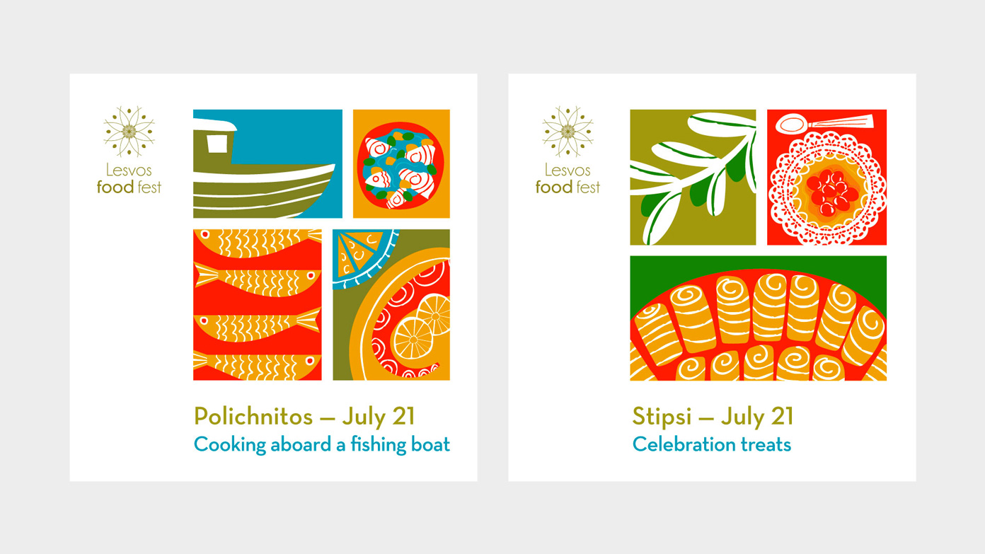 Social media layout posts for Polichnitos and Stipsi gastronomic events