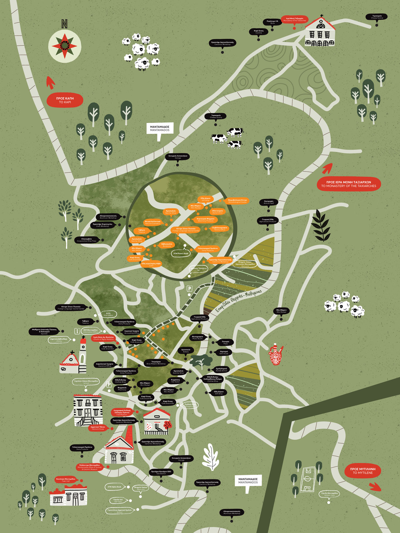 Illustrated map of Mantamados settlement