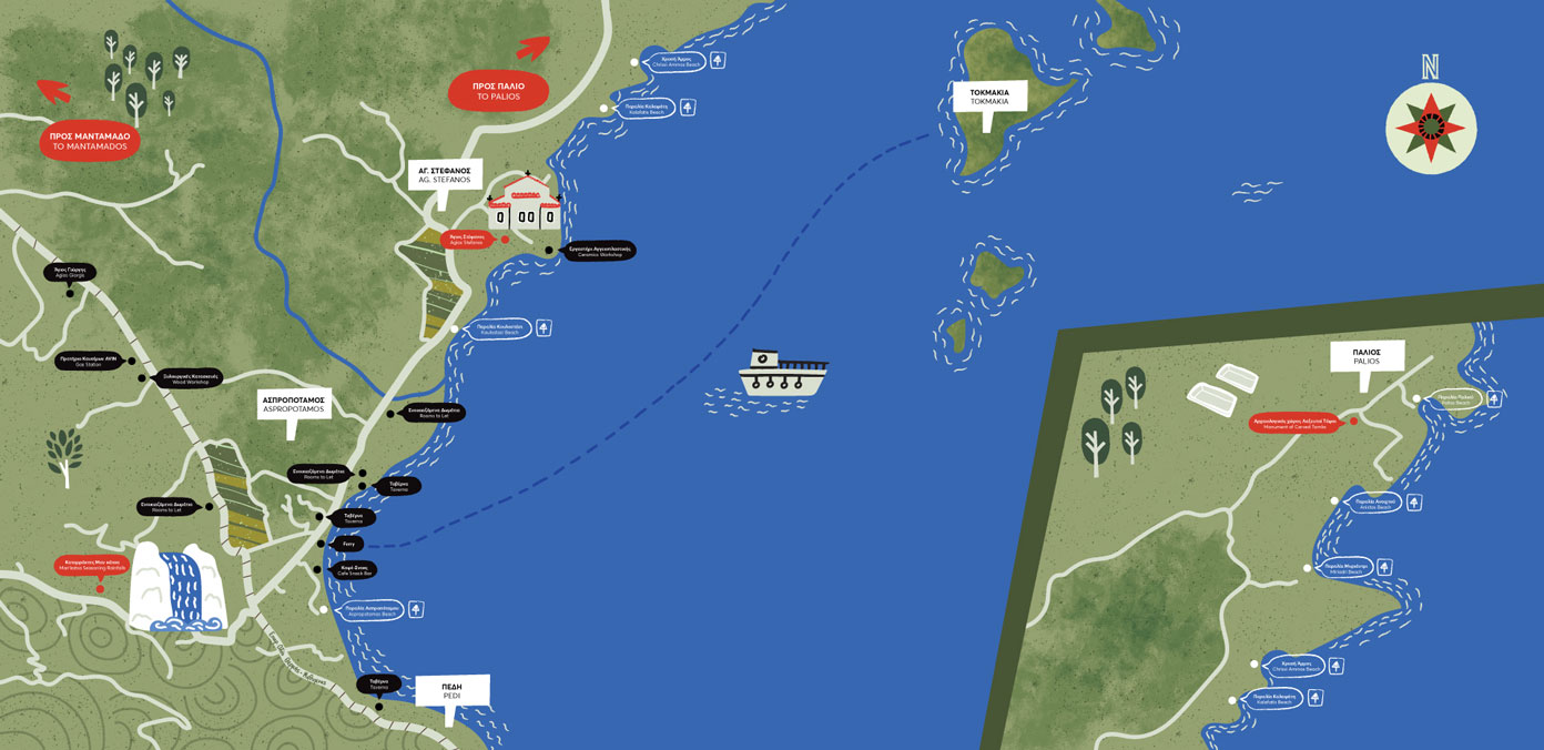 Illustrated map of smaller settlements around Mantamados