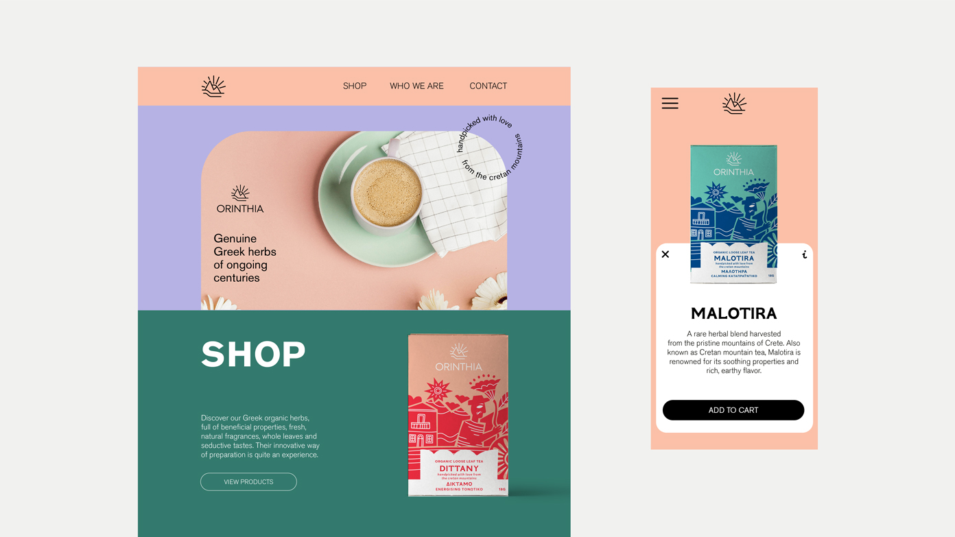 Landing page and product preview for a loose leaf tea brand